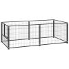 Dog Kennel Black Steel