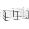 Dog Kennel Black Steel